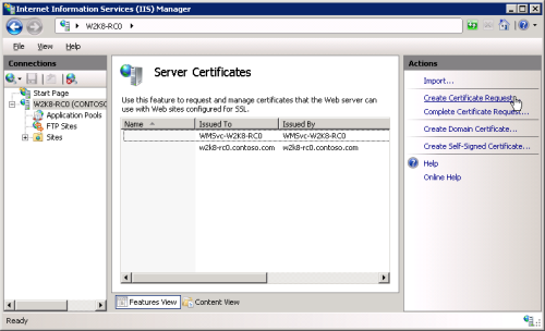 IIS 7 Create Certificate Request