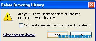 Delete Browsing History confirmation alert box